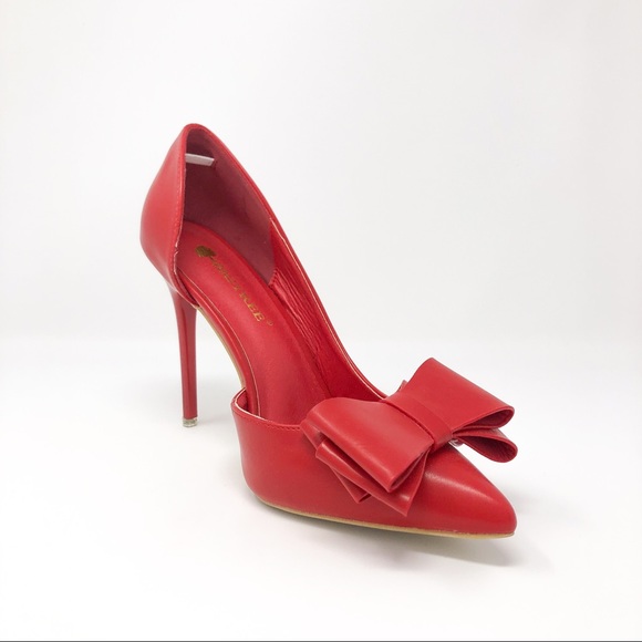 Red Bow Pointed Toe High Heels, Shoes, Stilettos - Picture 12 of 12